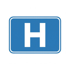 Fototapeta premium vector icon of a blue rectangular hospital zone sign with a white H in the center