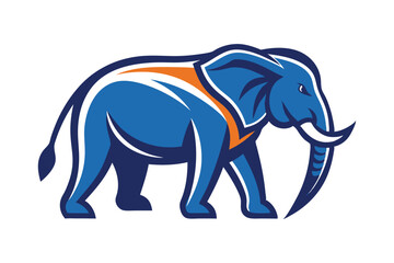 Fototapeta premium Gray elephant moves across the frame with its trunk hanging low in a vector