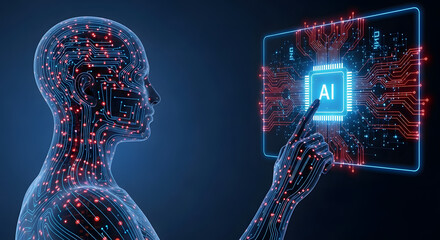 Artificial Intelligence Concept with Human Brain and Network