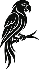 Parrot Silhouette Vector - Exotic Tropical Bird Clipart