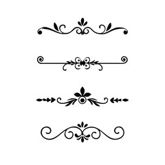 Text dividers doodle set. Wedding decorative elements. Divider ornament, borders, vintage line separators. Hand drawn vector illustration isolated on white background
