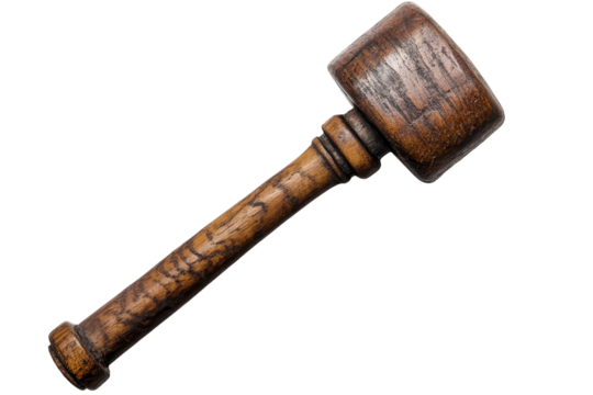 Gavel positioned on a smooth white background symbolizes authority and justice in legal settings