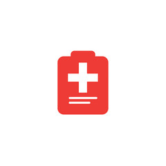 Red Medical Chart Icon with White Cross