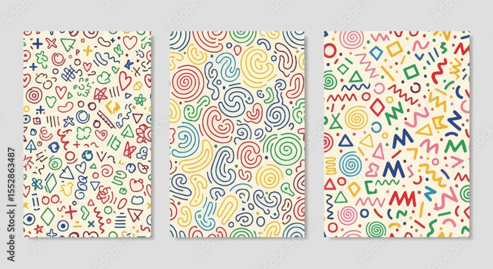 Aufkleber colorful abstract geometric patterns seamless vector textures for design projects