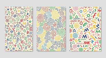 Colorful Abstract Geometric Patterns Seamless Vector Textures for Design Projects