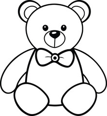 Black and White Teddy Bear with Bow Tie Illustration