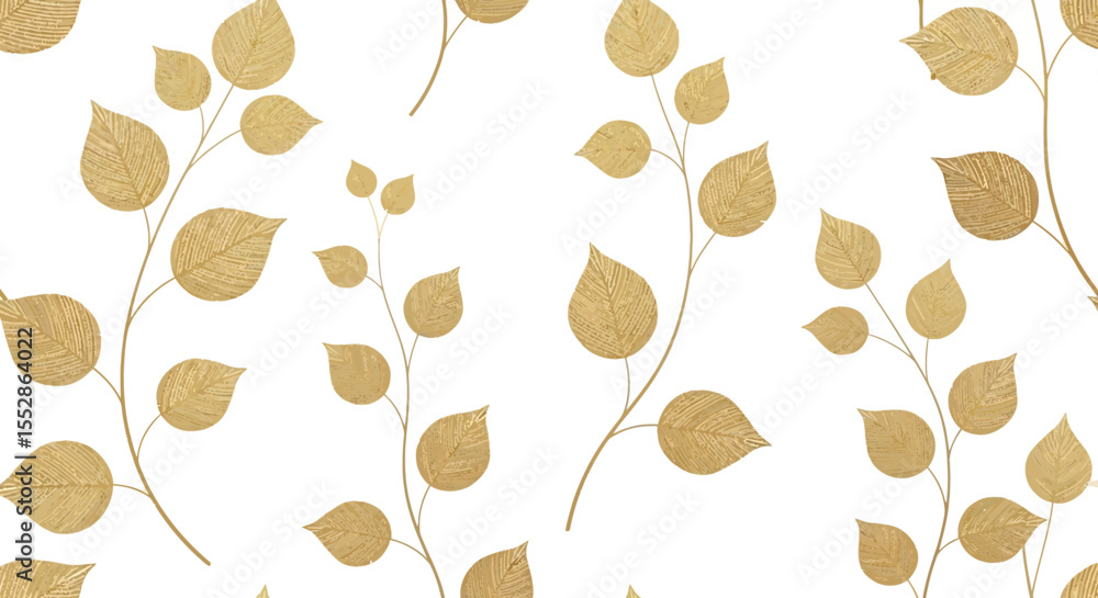 Aufkleber elegant golden leaf pattern seamless botanical design for print and digital use