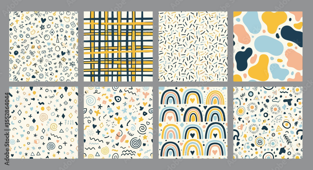 Aufkleber set of 8 seamless abstract patterns perfect for digital projects & prints