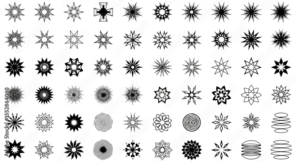 Poster geometric starburst shapes a diverse collection of eps vector graphics