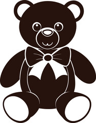 Naklejka premium Cute Teddy Bear Vector Illustration with Bow Tie on White Background