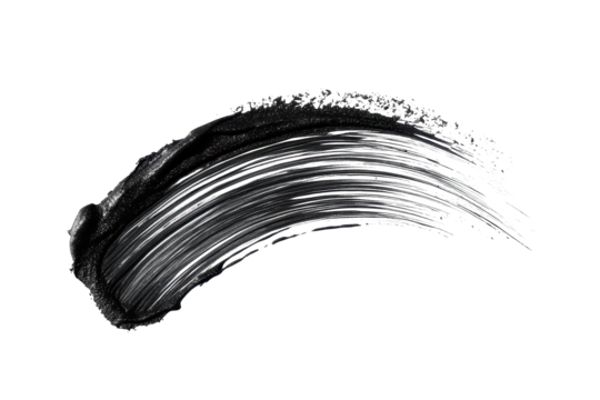 Makeup brush stroke of mascara isolated on white background showcasing a sleek application technique for dramatic eye enhancement