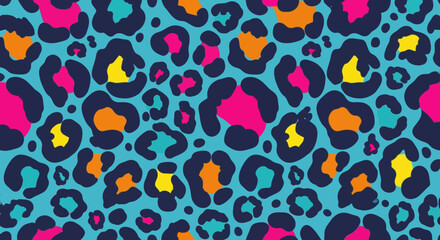 Vibrant Colorful Leopard Print Seamless Pattern Design