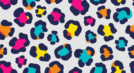 Vibrant Colorful Leopard Print Seamless Pattern Design