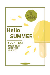  Summer flyer design with lemon. Vector illustration for promo, banner, advertising.