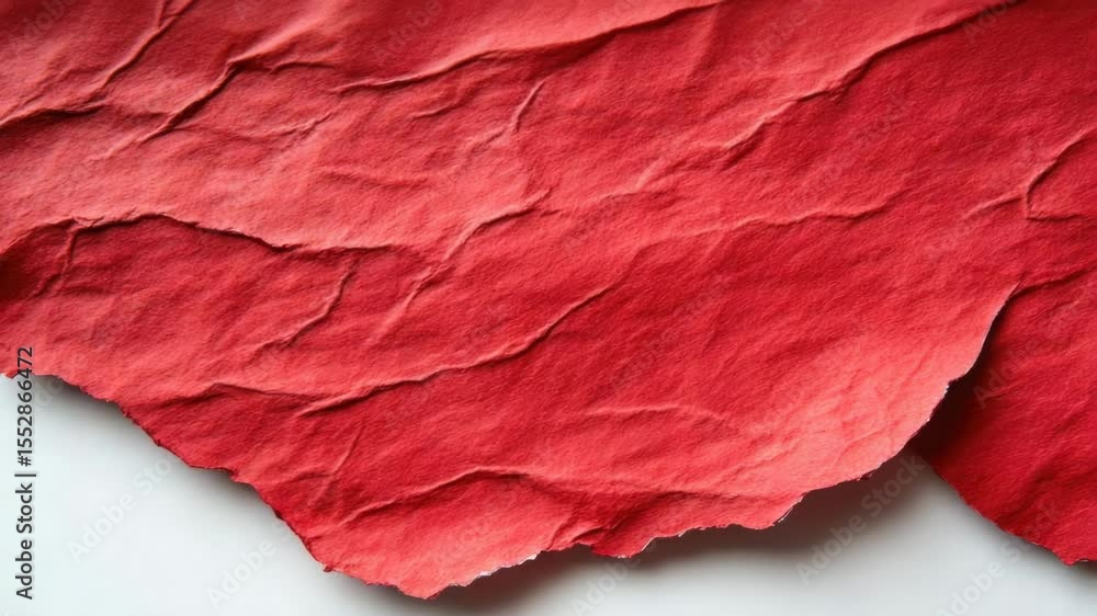 Poster a detailed view of a red paper with texture and folds visible
