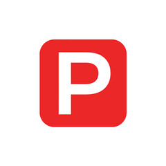 Red Parking Sign Letter P Icon
