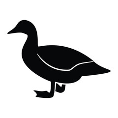 farm animal duck side view, silhouette vector flat Illustration design on white background