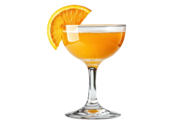Bright orange juice served in an elegant glass garnished with a fresh orange slice, perfect for a refreshing summer drink at any time of day