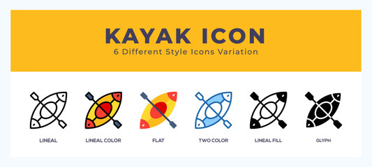 Kayak icon illustration vector with different styles