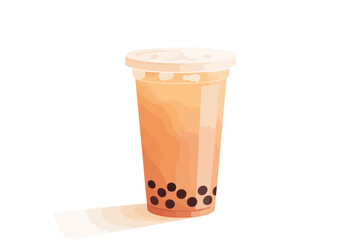  bubble tea with tapioca in a plastic cup