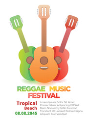 three accoustic guitar for modern clan reggae  music festival poster template. accoustic music festival concert flyer template vector illustration