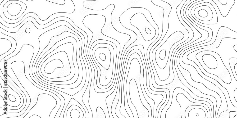 Poster monochrome topographic vector lines – abstract elevation map background.