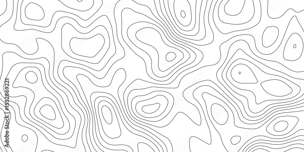 Poster simple topographic map lines – black and white abstract vector background.