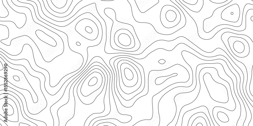 Poster black and white abstract topographic line background – vector map design.