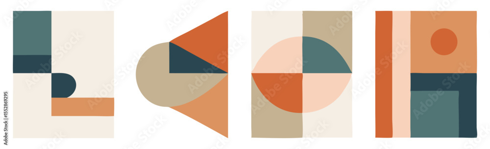 Aufkleber bold geometric shapes in modern abstract style using minimal composition with muted tones for creati