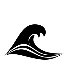 Stylized black wave icon in vector format, symbolizing ocean energy, water motion, and surfing. Perfect for logos, nature designs, or abstract backgrounds