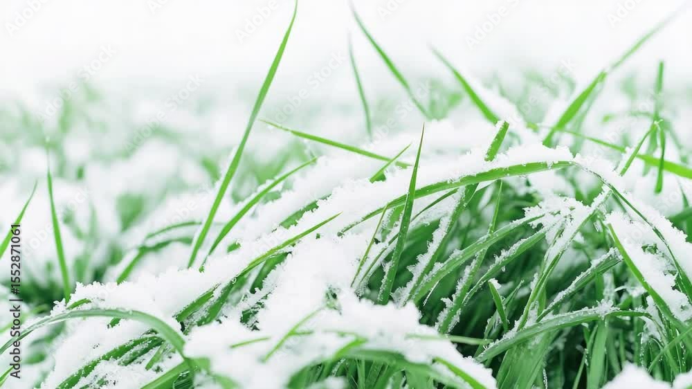 Aufkleber a detailed view of snowy grass with intricate patterns and textures