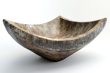 Abstract, square-shaped, wooden bowl with a natural wood grain