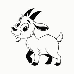 Cartoon goat walking on white background animal illustration