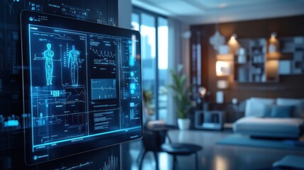 Digital health display in a modern living room