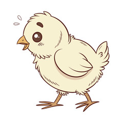 Cute cartoon chick with big eyes on white background