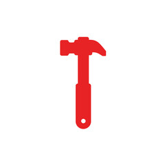 Red Hammer Icon on White Background