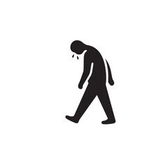 Vector art of exhausted man walking isolated on white background