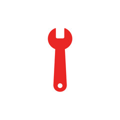 Red Wrench Icon on White Background
