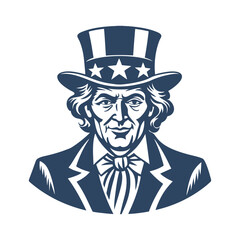 Uncle Sam Silhouette Clipart Vector Illustration on White Background