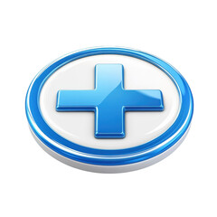Fototapeta premium Blue Medical Plus Sign Icon on a White Circle Button Healthcare and on transparent background