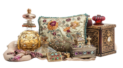 Vintage Perfume Bottles on the Transparent Background