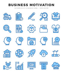 Business Motivation icons set. Collection of simple Two Color web icons.