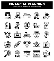 Collection of 25 Financial Planning Icons: Finance. Investment. Budget. and Growth