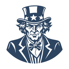 Uncle Sam Silhouette Clipart Vector Illustration on White Background