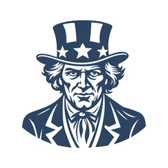 Uncle Sam Silhouette Clipart Vector Illustration on White Background