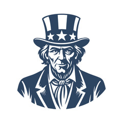 Uncle Sam Silhouette Clipart Vector Illustration on White Background