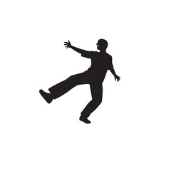 Vector art of silhouette of a man dancing isolated on white background