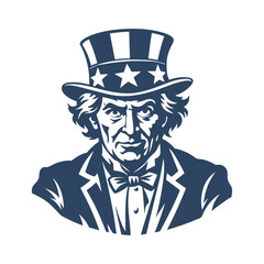 Uncle Sam Silhouette Clipart Vector Illustration on White Background