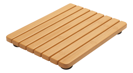 A bamboo bath mat designed to resist mold and mildew, perfect for a natural aesthetic in an eco-conscious home.