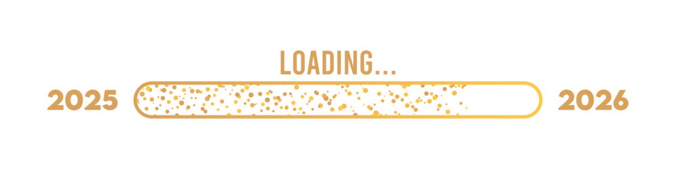 2026 loading bar, New Year countdown progress, gold glitter